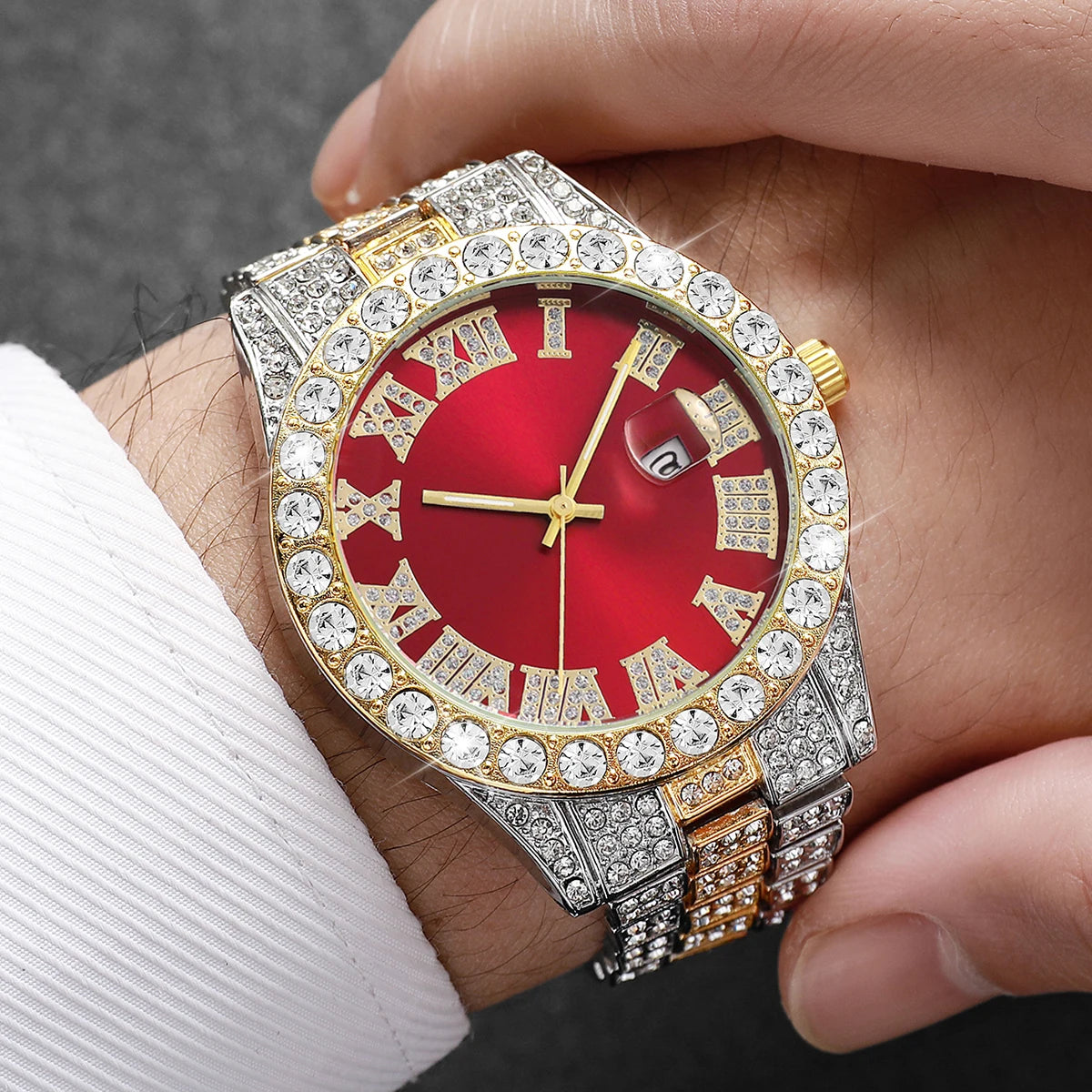 💎 Relógio Masculino Fashion com Diamantes-Qualidade MEDIA