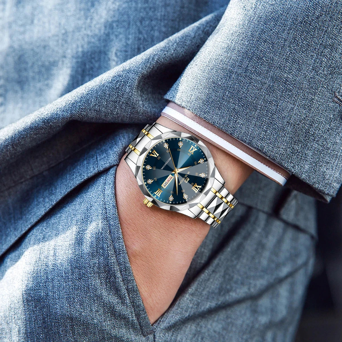 Relógio Masculino com Diamantes - luxo