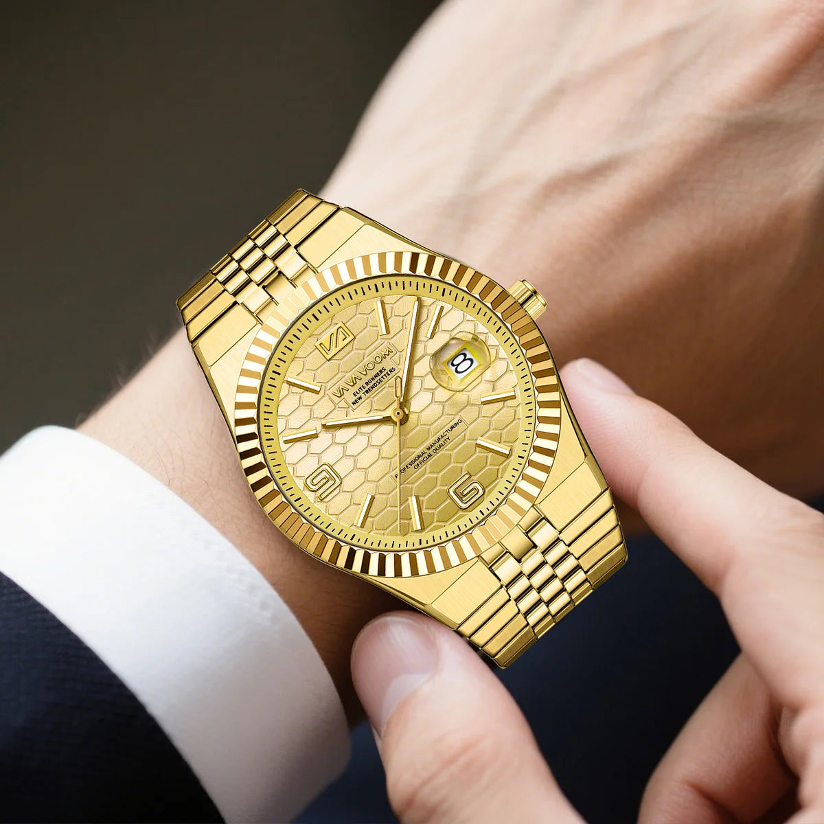 Dourado Relógio Masculino 2025 -💧 Calendário gota d'água