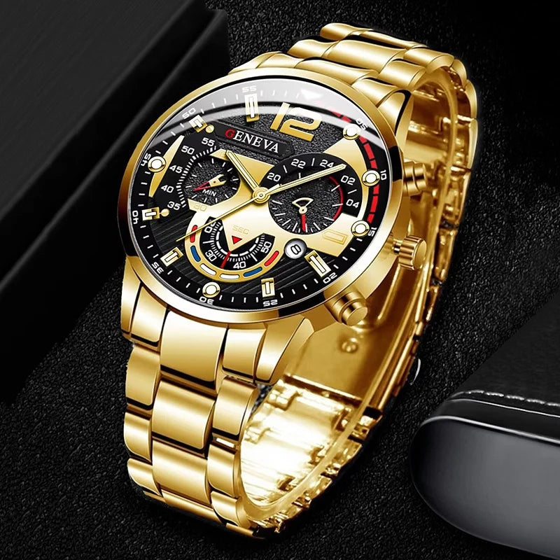 Conjunto de 4 Relógios Masculinos Business Qualidade Media