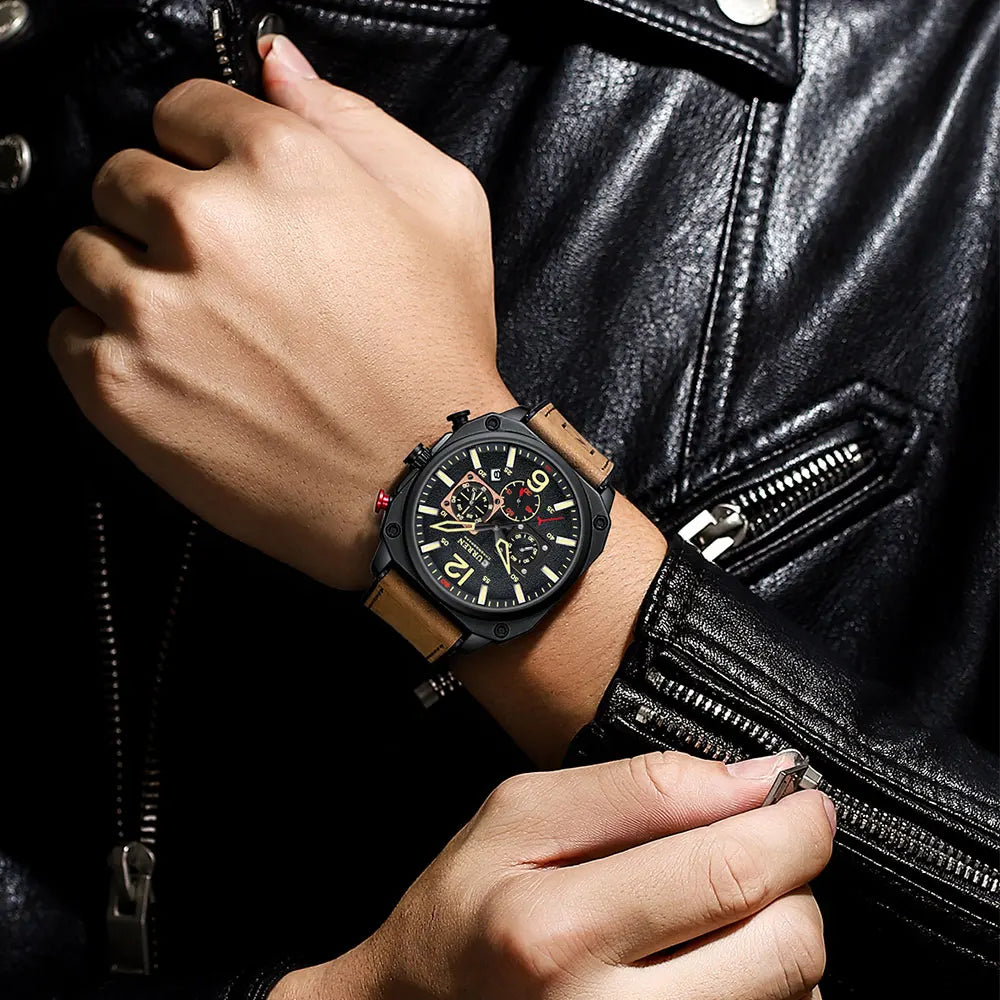 Relógio Masculino CURREN Marrom Luxuoso