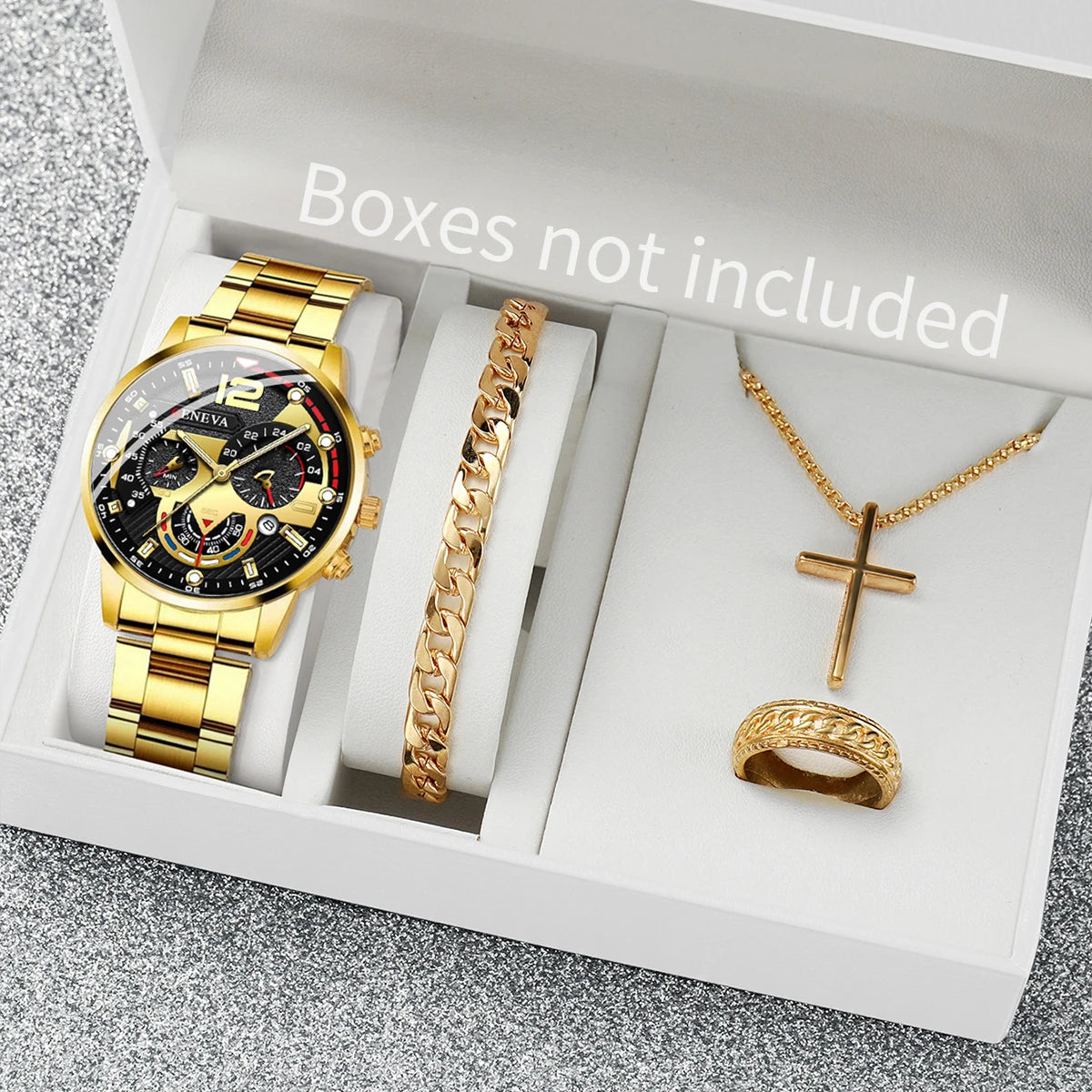 Conjunto de 4 Relógios Masculinos Business Qualidade Media