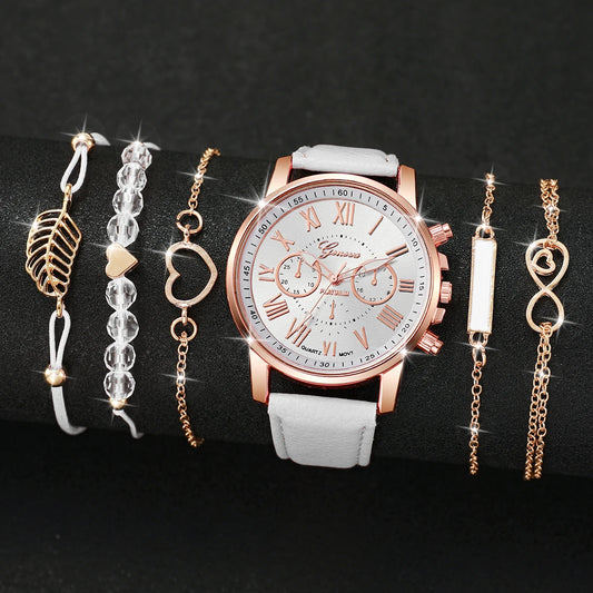 Conjunto de 6 Relóg-ios Femininos Fashion-Qualidade Media