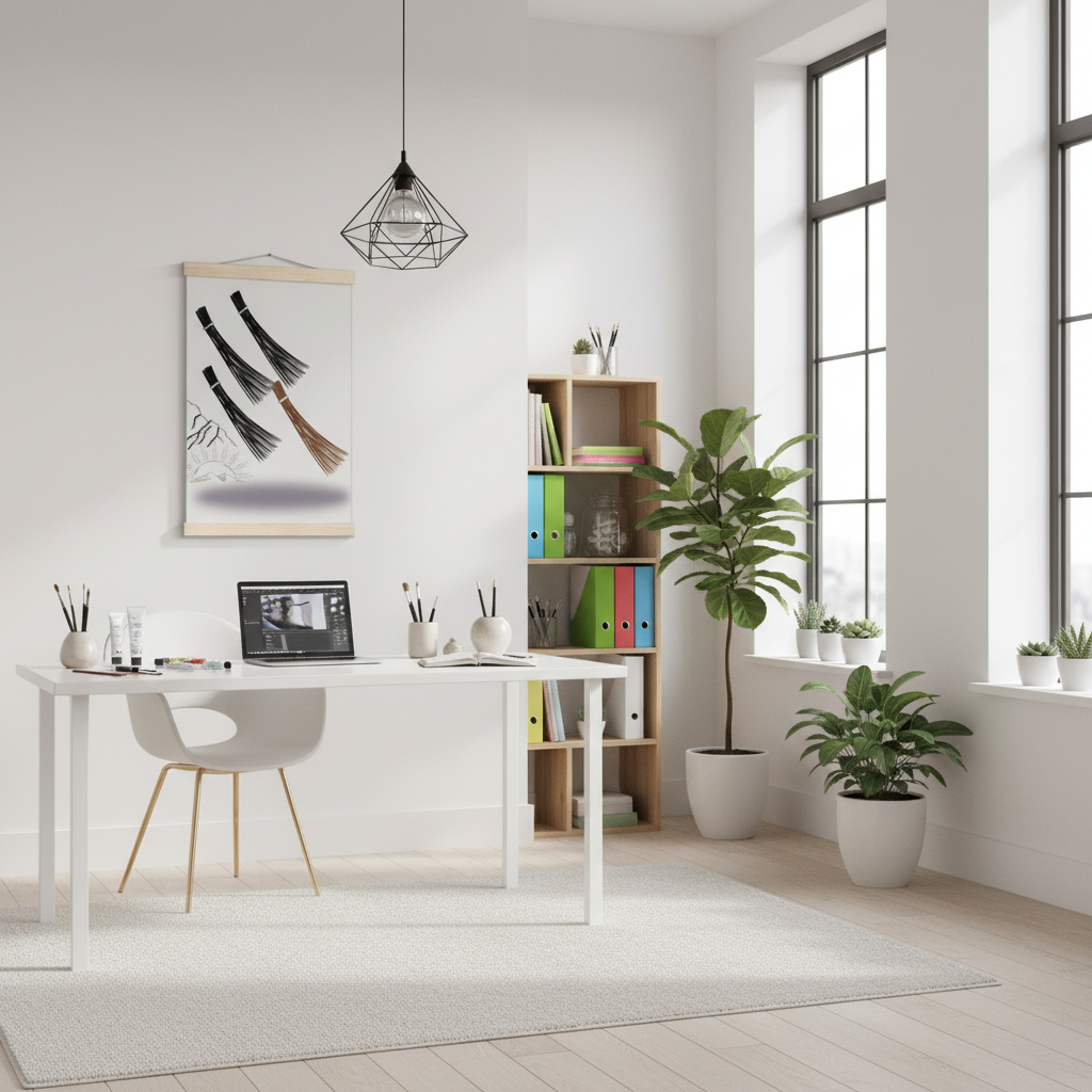 Escritório criativo com o seu póster de pincéis suporte magnético