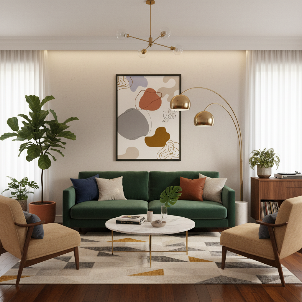 Sala moderna elegante com quadro